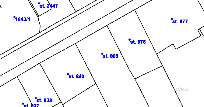 Parcela st. 885 v KÚ Stříbro, Katastrální mapa