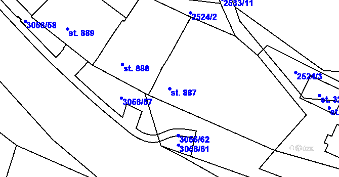 Parcela st. 887 v KÚ Stříbro, Katastrální mapa