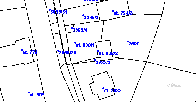 Parcela st. 938/2 v KÚ Stříbro, Katastrální mapa