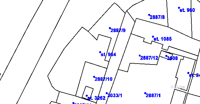 Parcela st. 964 v KÚ Stříbro, Katastrální mapa