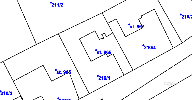 Parcela st. 966 v KÚ Stříbro, Katastrální mapa