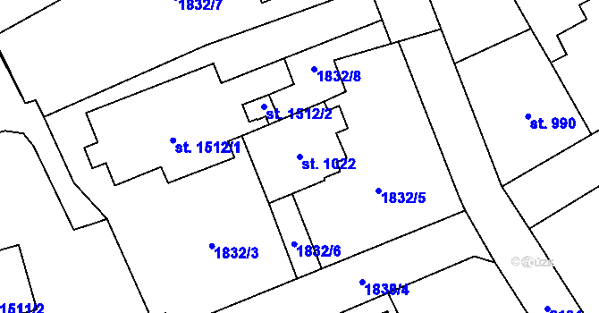Parcela st. 1022 v KÚ Stříbro, Katastrální mapa