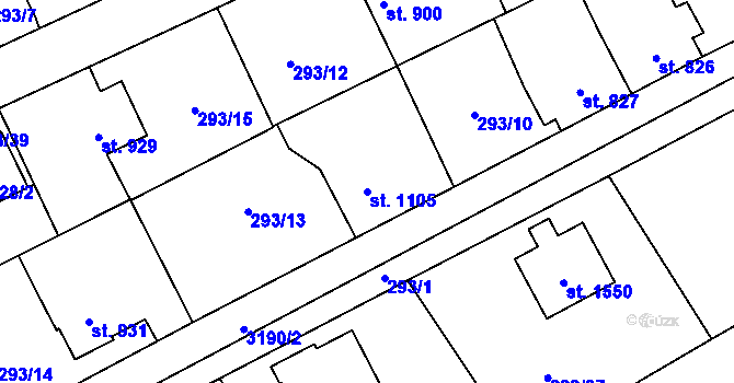 Parcela st. 1105 v KÚ Stříbro, Katastrální mapa