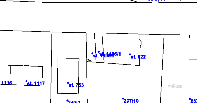 Parcela st. 1106/1 v KÚ Stříbro, Katastrální mapa