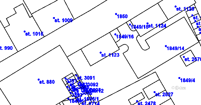 Parcela st. 1123 v KÚ Stříbro, Katastrální mapa