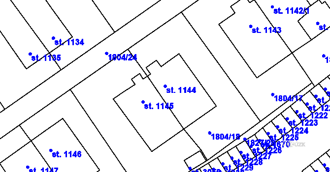 Parcela st. 1144 v KÚ Stříbro, Katastrální mapa