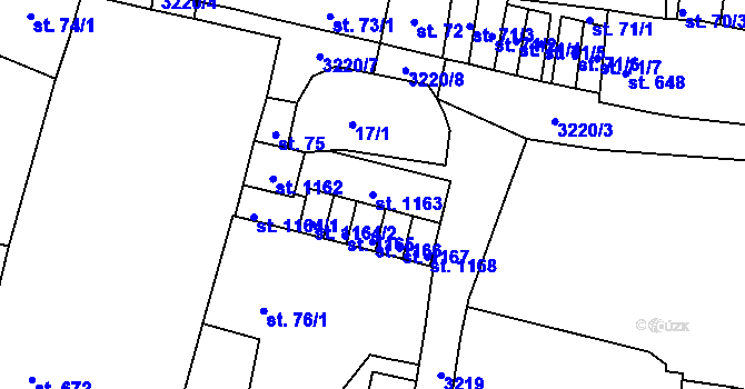 Parcela st. 1163 v KÚ Stříbro, Katastrální mapa