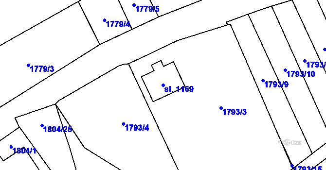 Parcela st. 1169 v KÚ Stříbro, Katastrální mapa