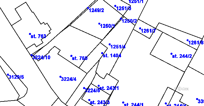 Parcela st. 1404 v KÚ Stříbro, Katastrální mapa