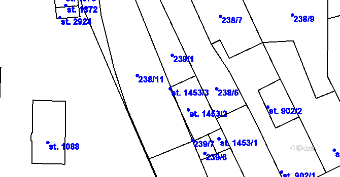 Parcela st. 1453/3 v KÚ Stříbro, Katastrální mapa