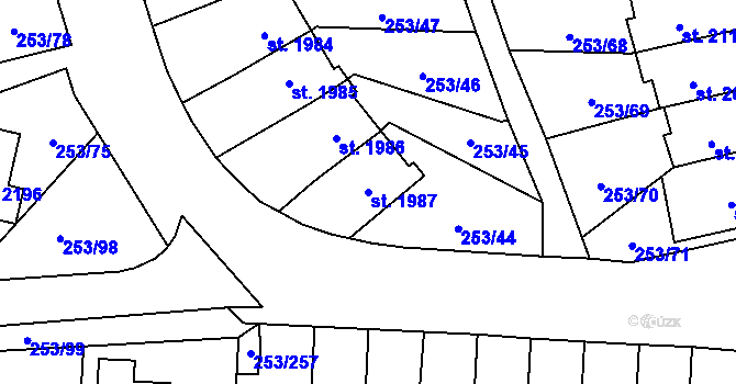 Parcela st. 1987 v KÚ Stříbro, Katastrální mapa