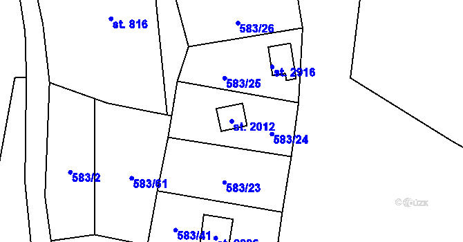 Parcela st. 2012 v KÚ Stříbro, Katastrální mapa