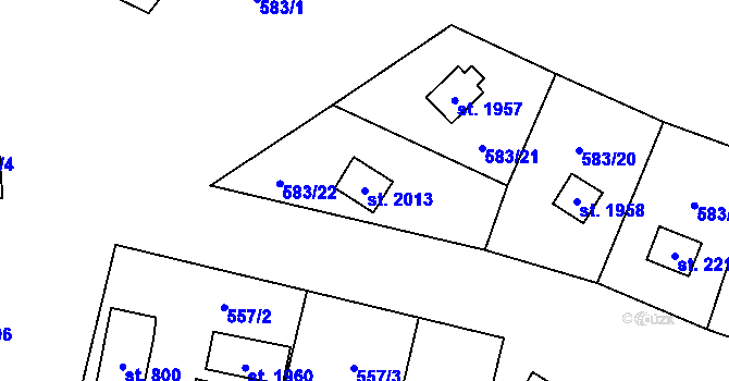 Parcela st. 2013 v KÚ Stříbro, Katastrální mapa