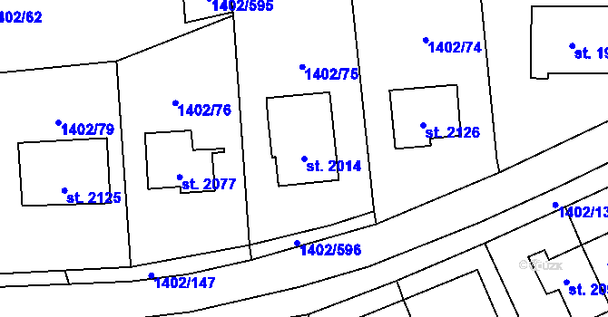 Parcela st. 2014 v KÚ Stříbro, Katastrální mapa