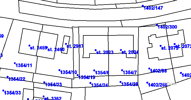 Parcela st. 2023 v KÚ Stříbro, Katastrální mapa