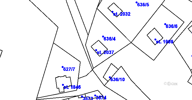 Parcela st. 2037 v KÚ Stříbro, Katastrální mapa