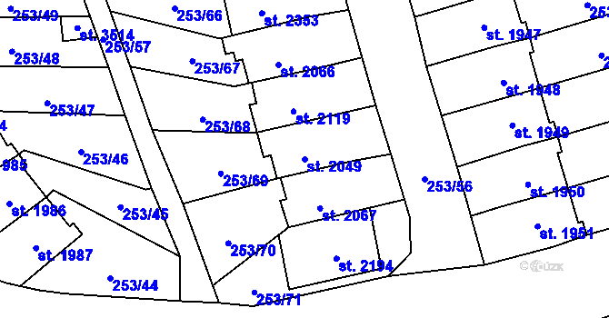 Parcela st. 2049 v KÚ Stříbro, Katastrální mapa