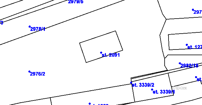Parcela st. 2091 v KÚ Stříbro, Katastrální mapa