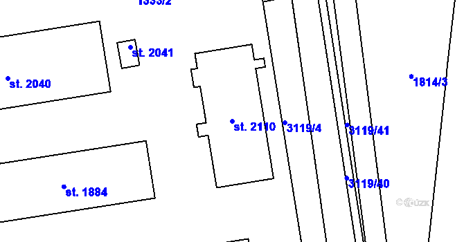Parcela st. 2110 v KÚ Stříbro, Katastrální mapa