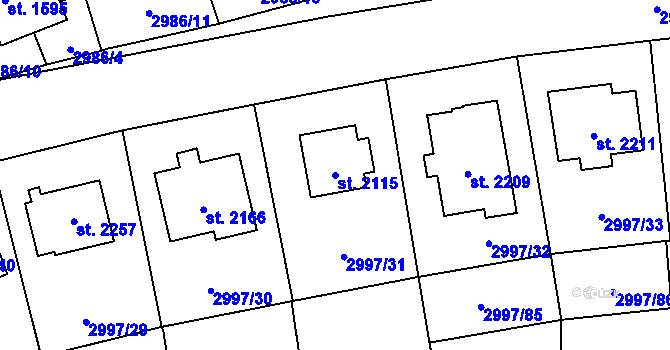 Parcela st. 2115 v KÚ Stříbro, Katastrální mapa