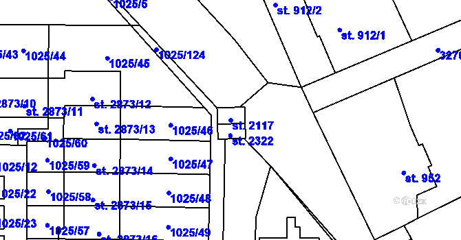 Parcela st. 2117 v KÚ Stříbro, Katastrální mapa
