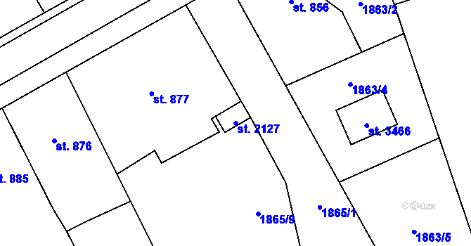 Parcela st. 2127 v KÚ Stříbro, Katastrální mapa
