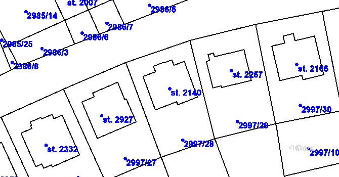 Parcela st. 2140 v KÚ Stříbro, Katastrální mapa