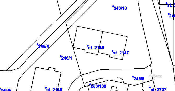 Parcela st. 2146 v KÚ Stříbro, Katastrální mapa