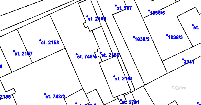 Parcela st. 2160 v KÚ Stříbro, Katastrální mapa