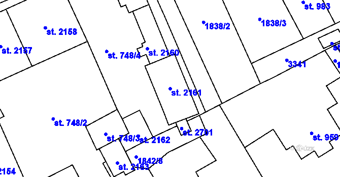 Parcela st. 2161 v KÚ Stříbro, Katastrální mapa
