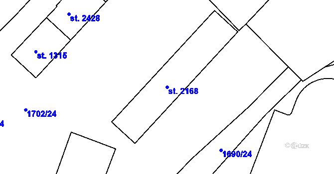 Parcela st. 2168 v KÚ Stříbro, Katastrální mapa