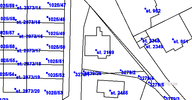 Parcela st. 2169 v KÚ Stříbro, Katastrální mapa