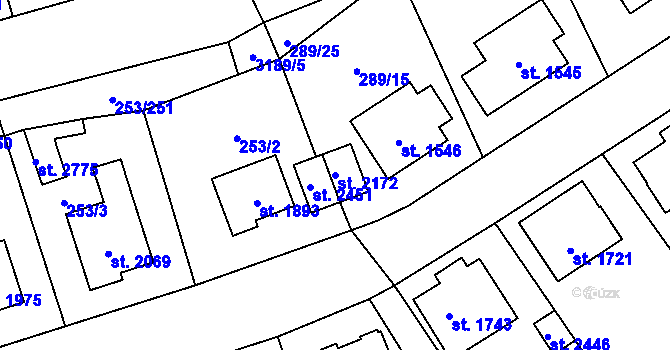 Parcela st. 2172 v KÚ Stříbro, Katastrální mapa
