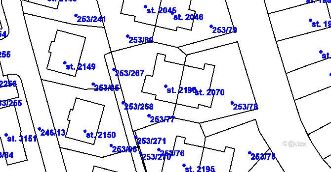 Parcela st. 2190 v KÚ Stříbro, Katastrální mapa
