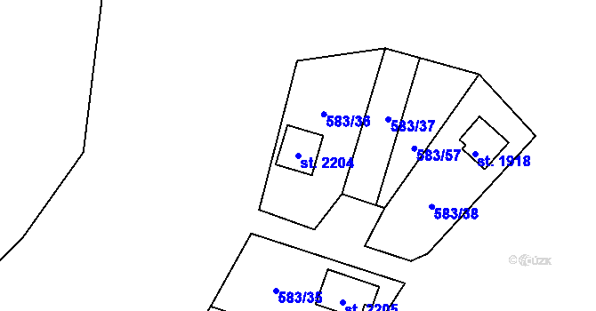 Parcela st. 2204 v KÚ Stříbro, Katastrální mapa