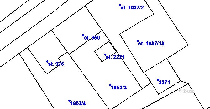 Parcela st. 2221 v KÚ Stříbro, Katastrální mapa