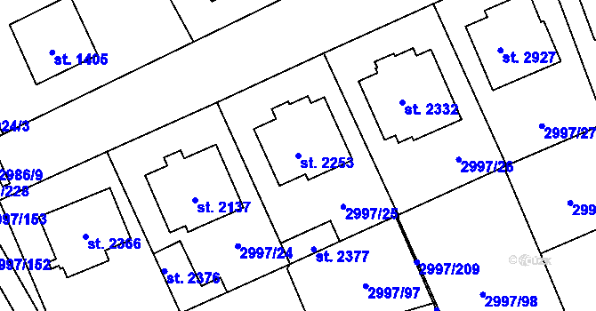 Parcela st. 2253 v KÚ Stříbro, Katastrální mapa