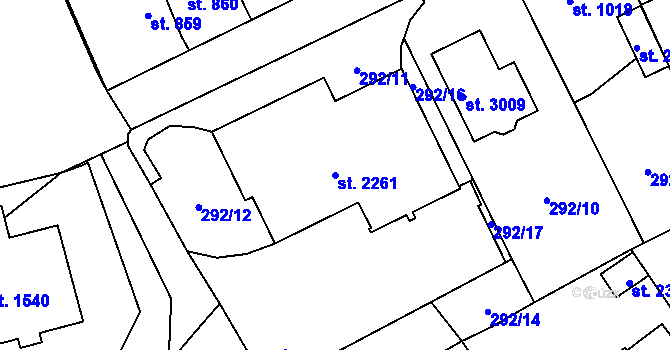 Parcela st. 2261 v KÚ Stříbro, Katastrální mapa