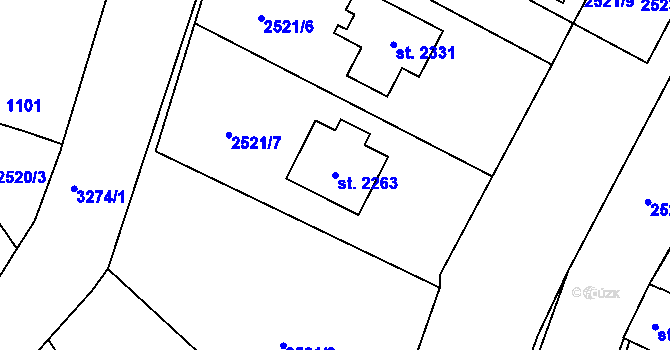 Parcela st. 2263 v KÚ Stříbro, Katastrální mapa