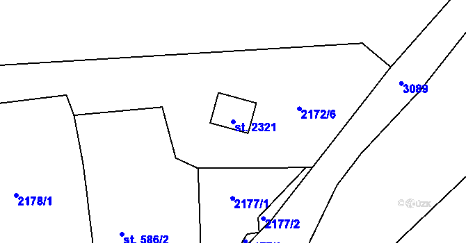 Parcela st. 2321 v KÚ Stříbro, Katastrální mapa