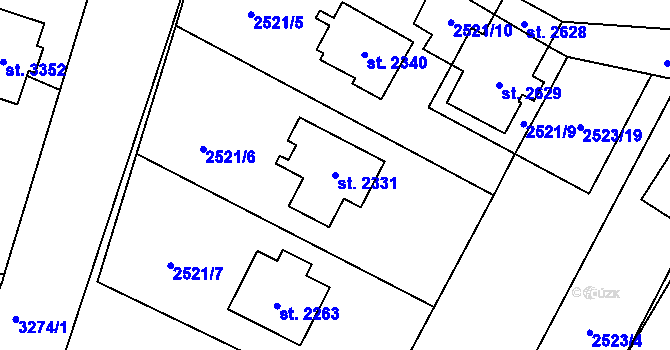 Parcela st. 2331 v KÚ Stříbro, Katastrální mapa
