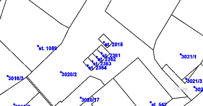 Parcela st. 2361 v KÚ Stříbro, Katastrální mapa