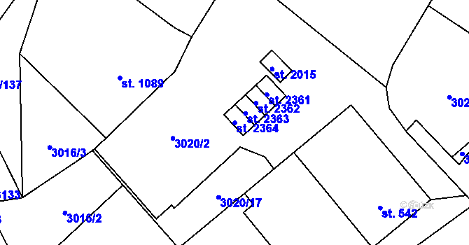 Parcela st. 2364 v KÚ Stříbro, Katastrální mapa