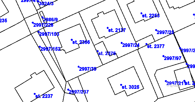 Parcela st. 2376 v KÚ Stříbro, Katastrální mapa
