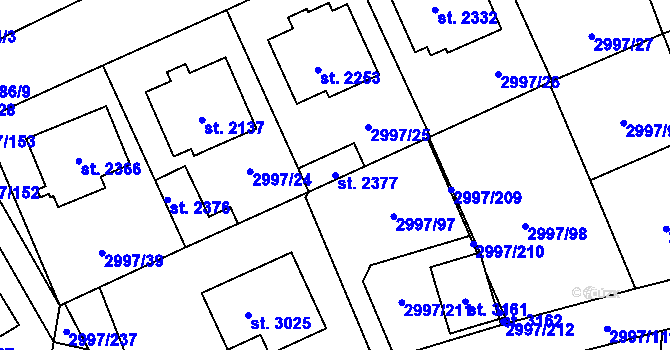 Parcela st. 2377 v KÚ Stříbro, Katastrální mapa