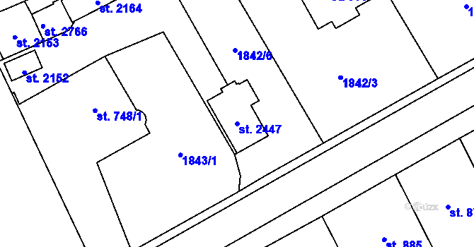 Parcela st. 2447 v KÚ Stříbro, Katastrální mapa