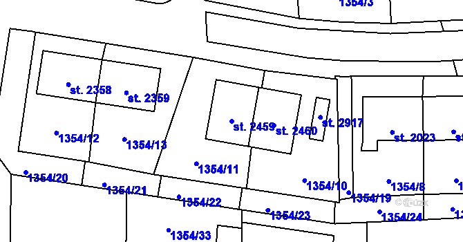 Parcela st. 2459 v KÚ Stříbro, Katastrální mapa