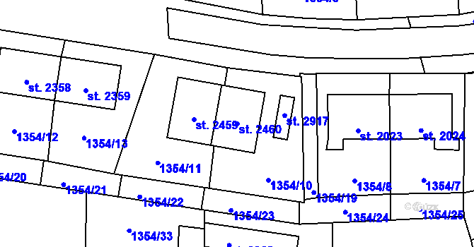 Parcela st. 2460 v KÚ Stříbro, Katastrální mapa