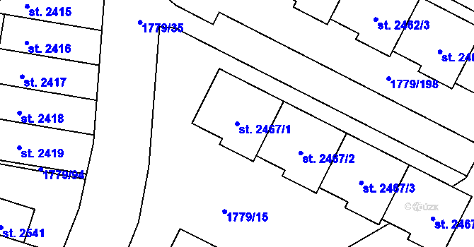 Parcela st. 2467/1 v KÚ Stříbro, Katastrální mapa