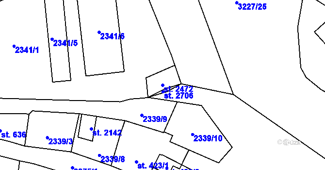 Parcela st. 2472 v KÚ Stříbro, Katastrální mapa